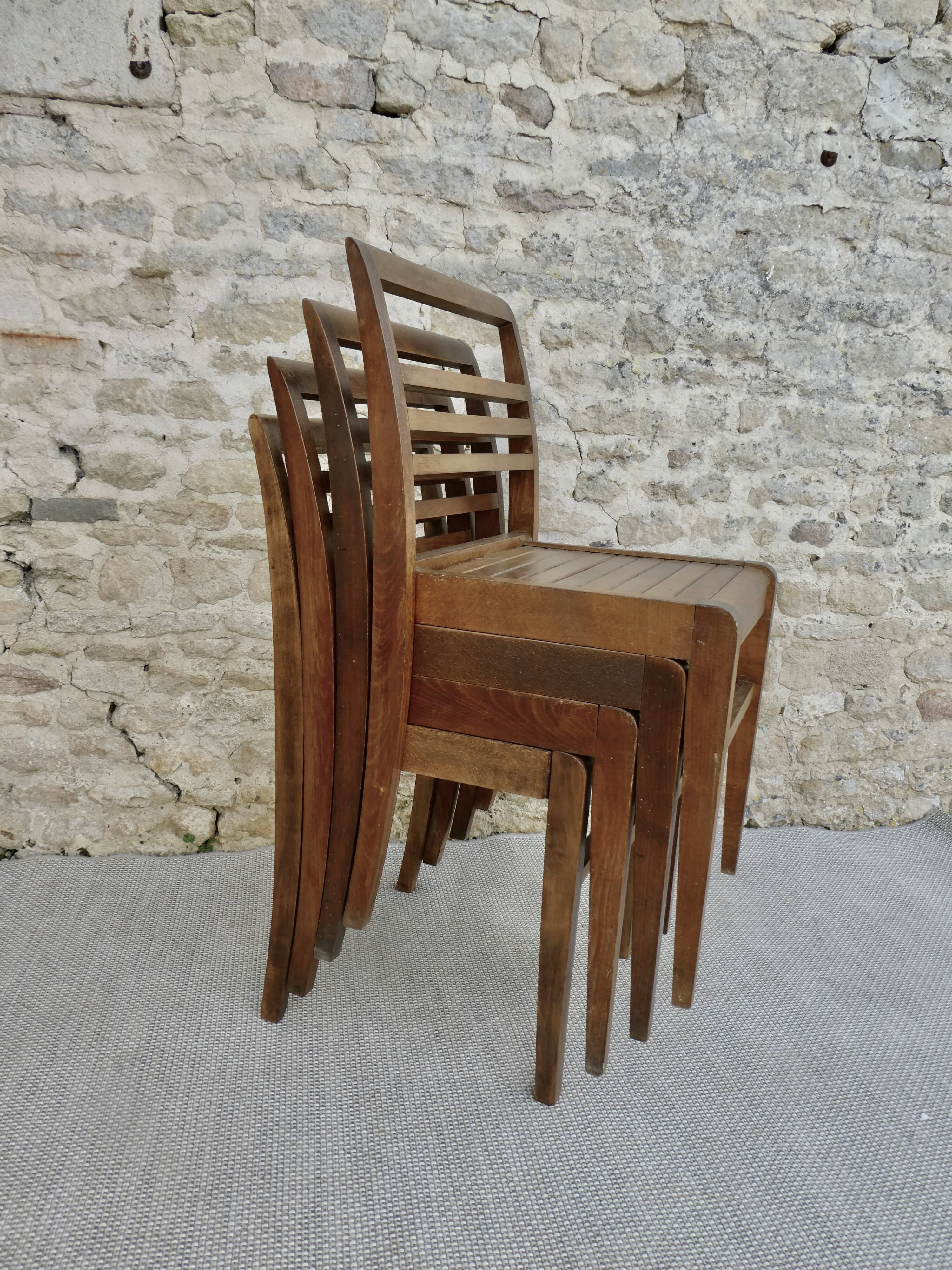 Set of 4 chairs René Gabriel, 50s, Reconstruction