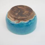 blue ceramic bowl with crackled enamel