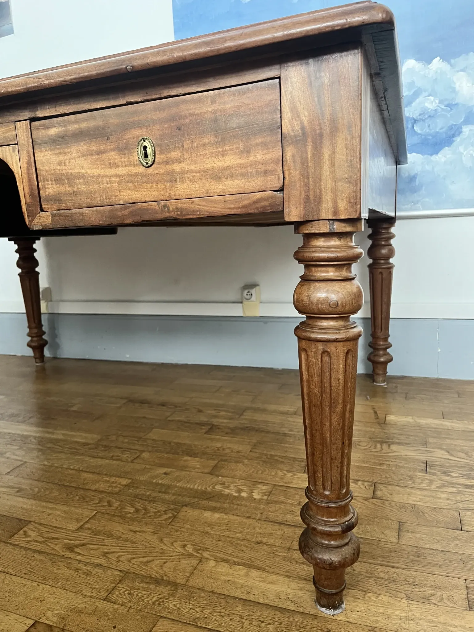 Large antique desk made of solid wood