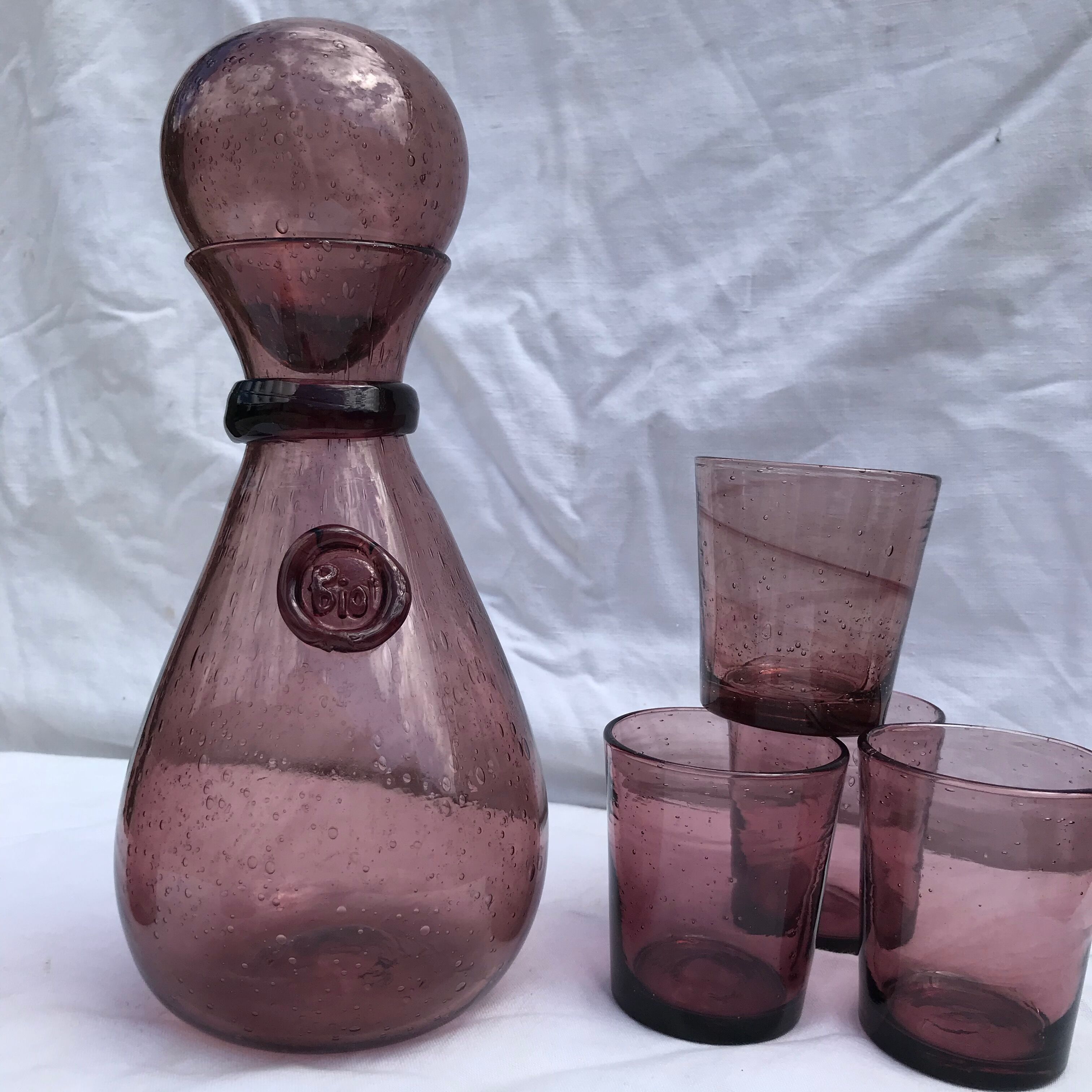 Blown glass Biot orangeade service