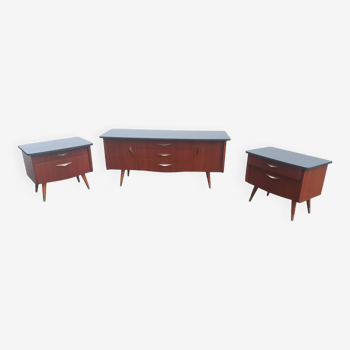 Low sideboard and bedside table set