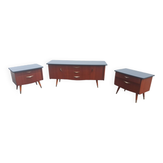 Low sideboard and bedside table set