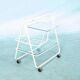 Space age dessert trolley from the 1970s, with metal tubes and glass trays.