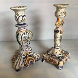 Pair of large old Rouen candlesticks
