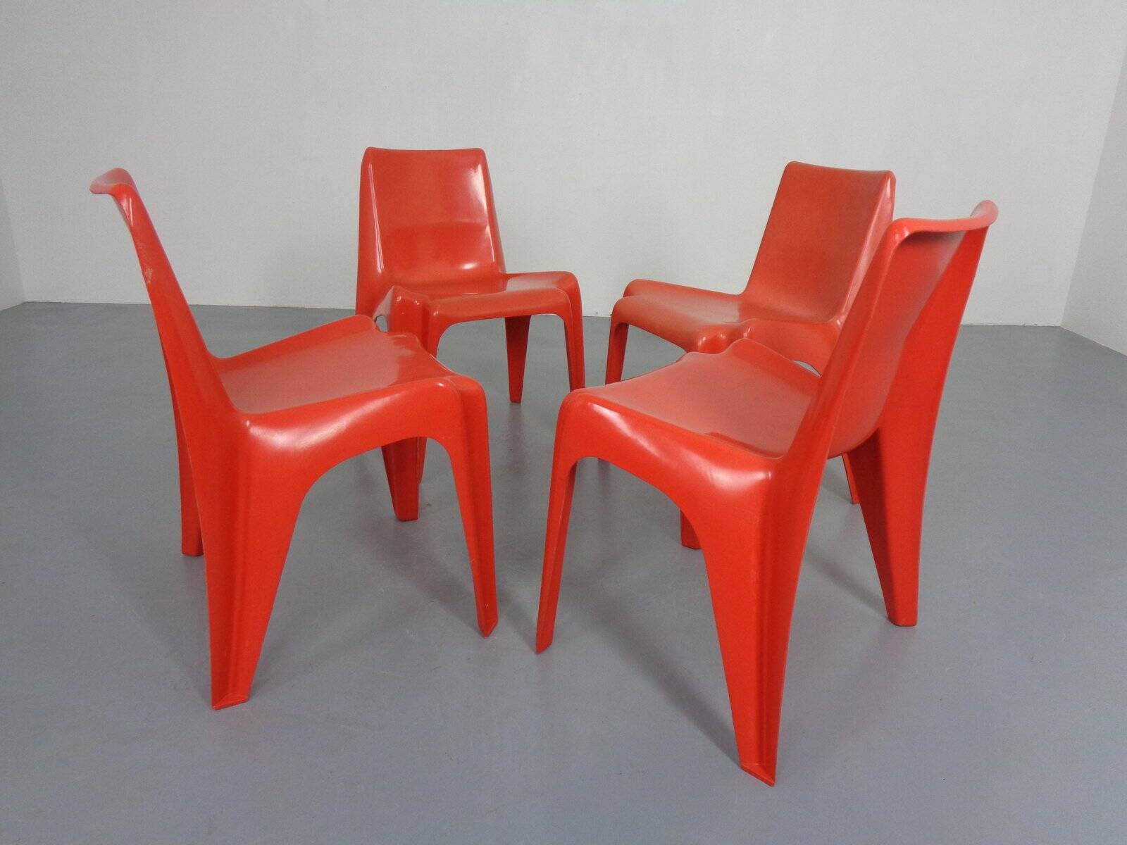B1171 Fiberglass Stacking Chairs by Helmut Bätzner for Bofinger, 1960s, Set of 4