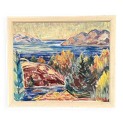Huile sur toile originale suédoise – « Paysage » par Arvid Herbert