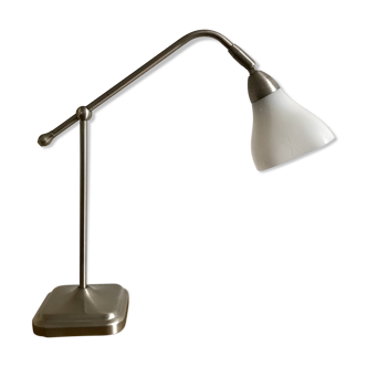 Lampe de bureau métal et opaline