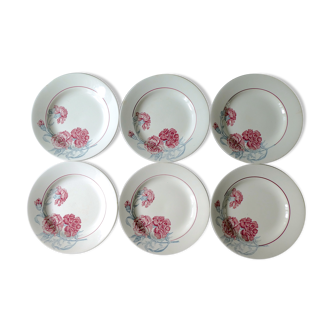 Set of 6 hollow plates, terre de fer saint amand, model antibes