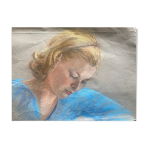 Tableau Pastel femme à la lecture