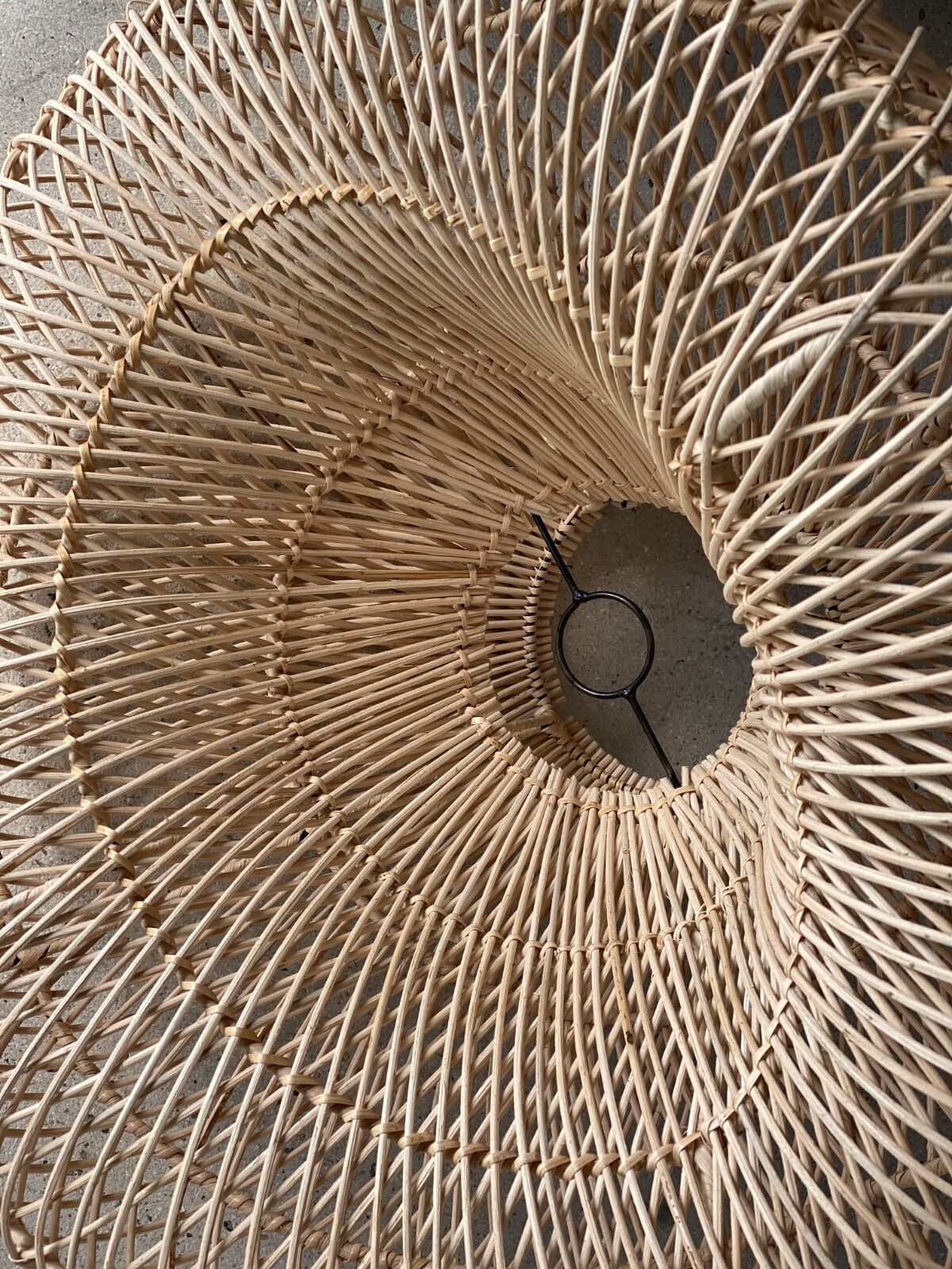 Small rattan lampshade in the shape of a braided hat