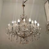Large Crystal Beaded Pink Murano Glass Chandelier