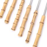 Set of 6 fondue forks with bamboo handles, 1960s