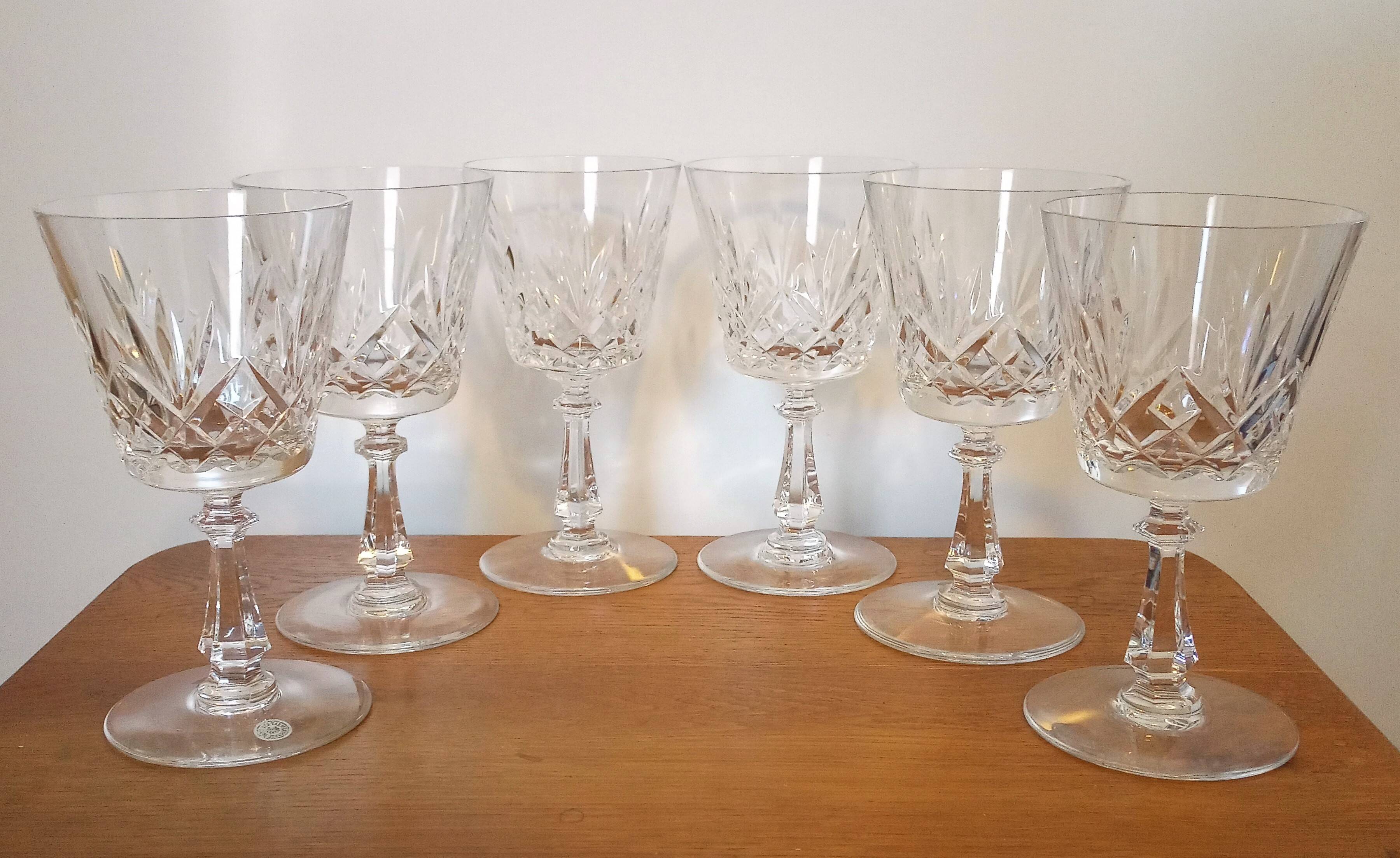 Val St Lambert crystal red wine glasses