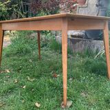 Scandinavian light wood table beveled top