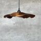 Large pendant light in corrugated teak leaf (Large D:60 H:20)