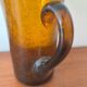Amber bubble glass carafe signed Biot – mouth-blown – vintage fr