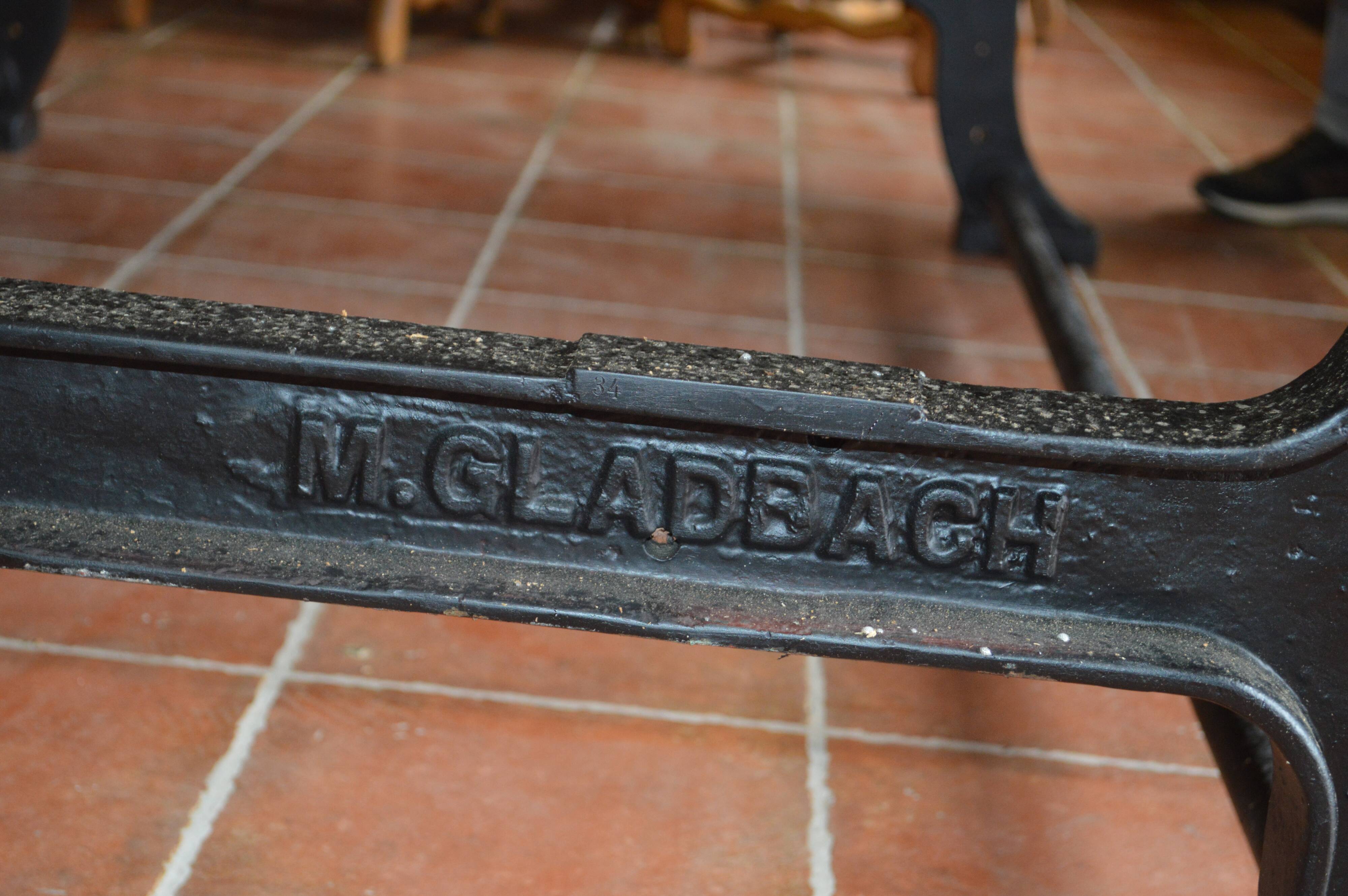 Industrial table cast iron and wooden tray