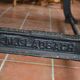 Industrial table cast iron and wooden tray