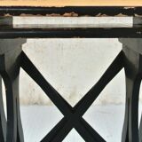 Pair of trundle tables made of black wood - tray with decoration of dragons