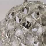 Portuguese Mid Century clear crystal acrylic tall hanging lamp for high ceilings, 1960s