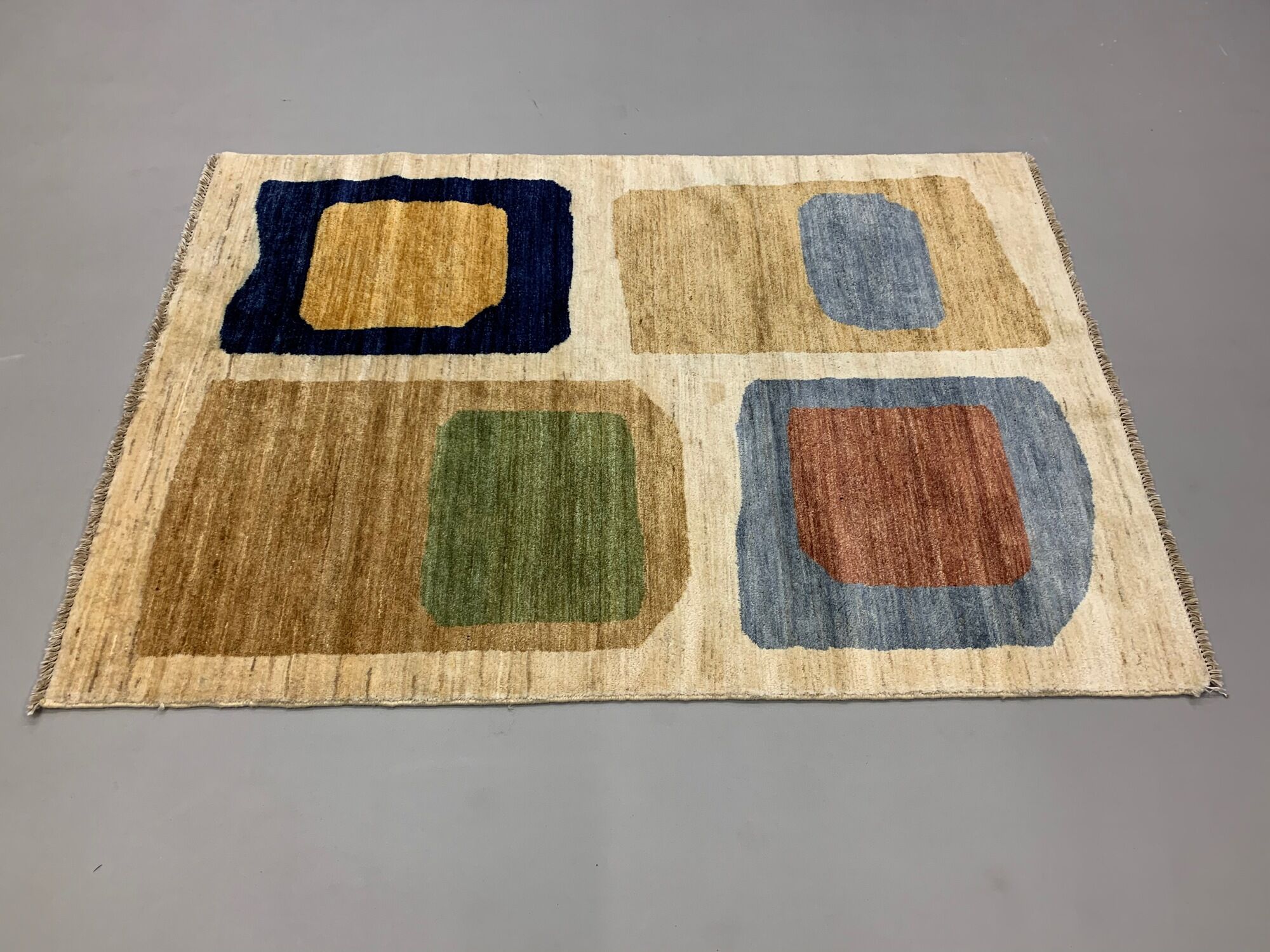 Afghan Chobi Art Deco Rug 190x130 cm Blue, Beige, Gold, Medium
