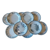 Lot 10 flat plates iron earth blue green tones