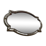 Large antique mirror in beveled glass and mosaic