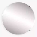 Miroir rond des années 60 - 70 sur cadre carré en bois