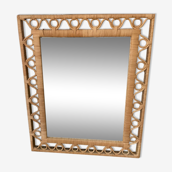 Miroir en rotin rectangulaire