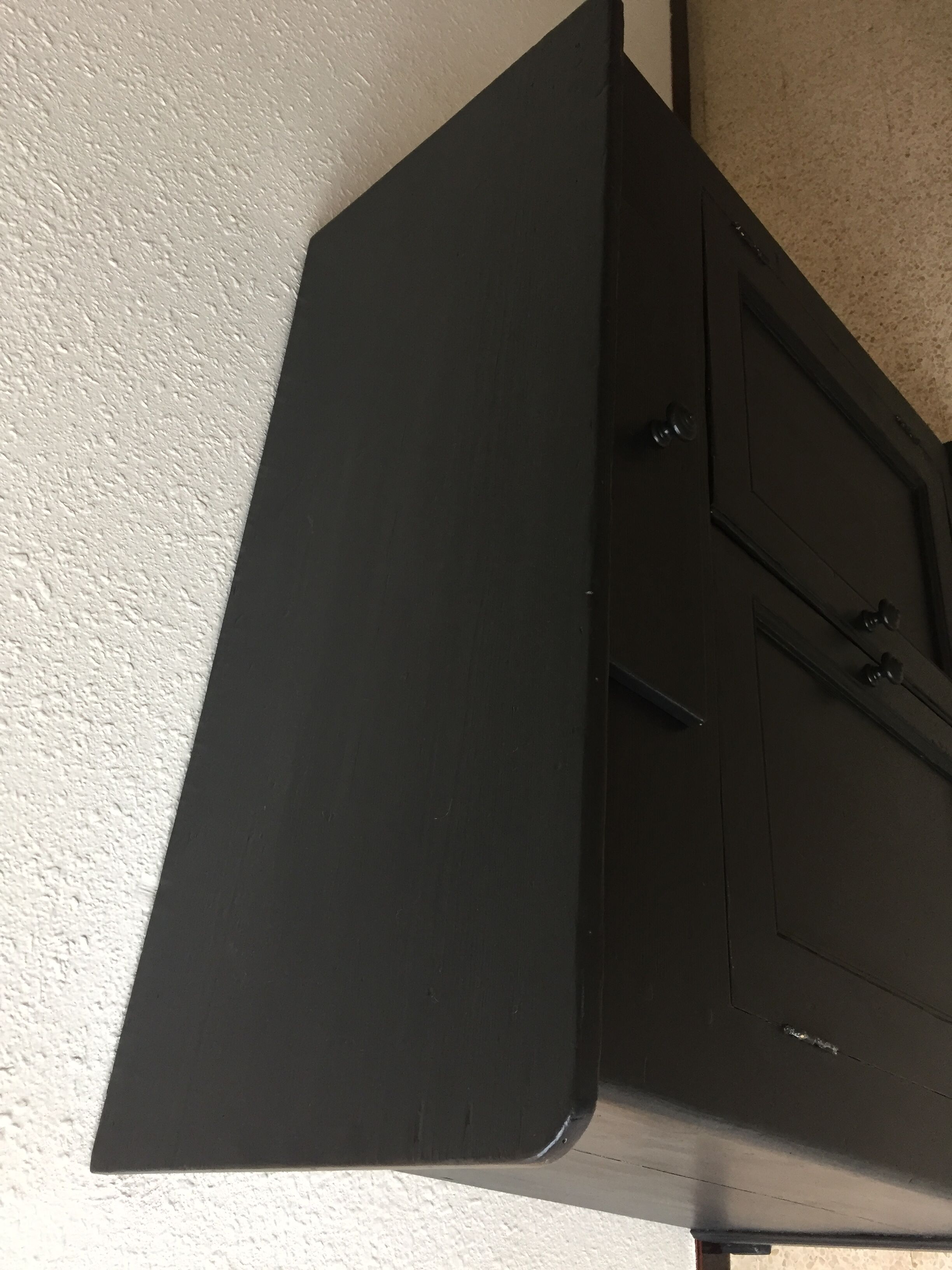 Antique black solid wood sideboard