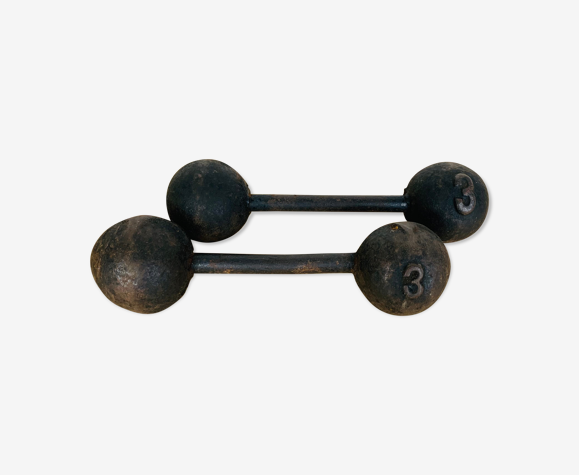 Pair of dumbbells 3 kg in vintage cast iron