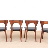 Suite of 4 Scandinavian chairs in Rio rosewood, Model Peter