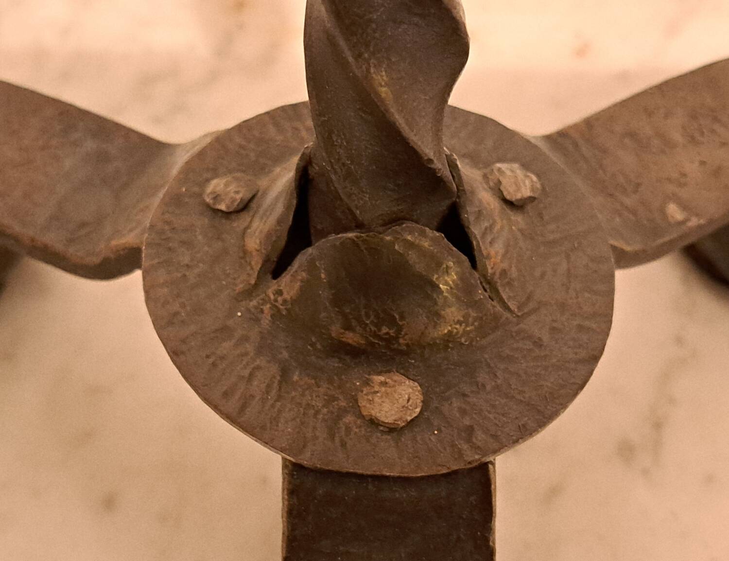 Black wrought iron fleur-de-lis candlestick