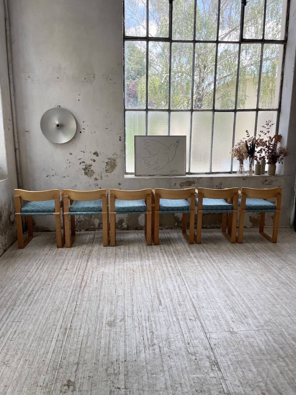 Set of 6 oak chairs with armrests Ate Van Apeldoorn