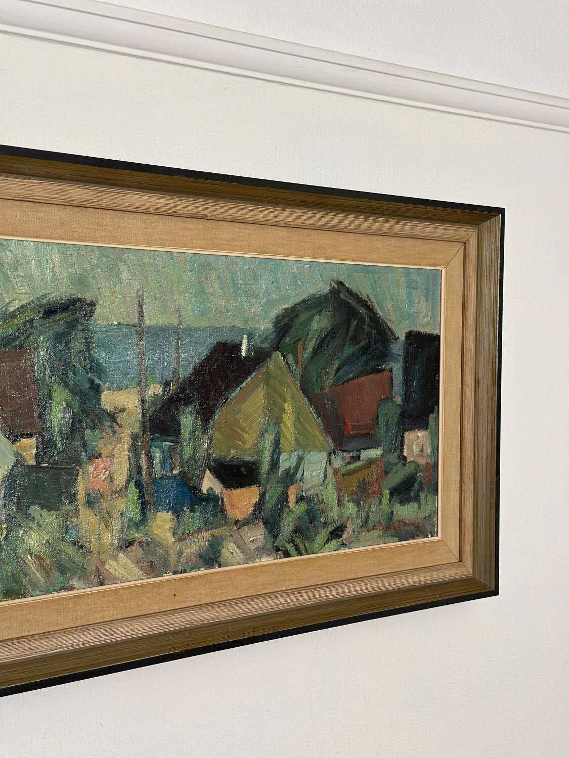 Swedish Oil on Canvas – “Fiskeläge” by Carl Berndtsson