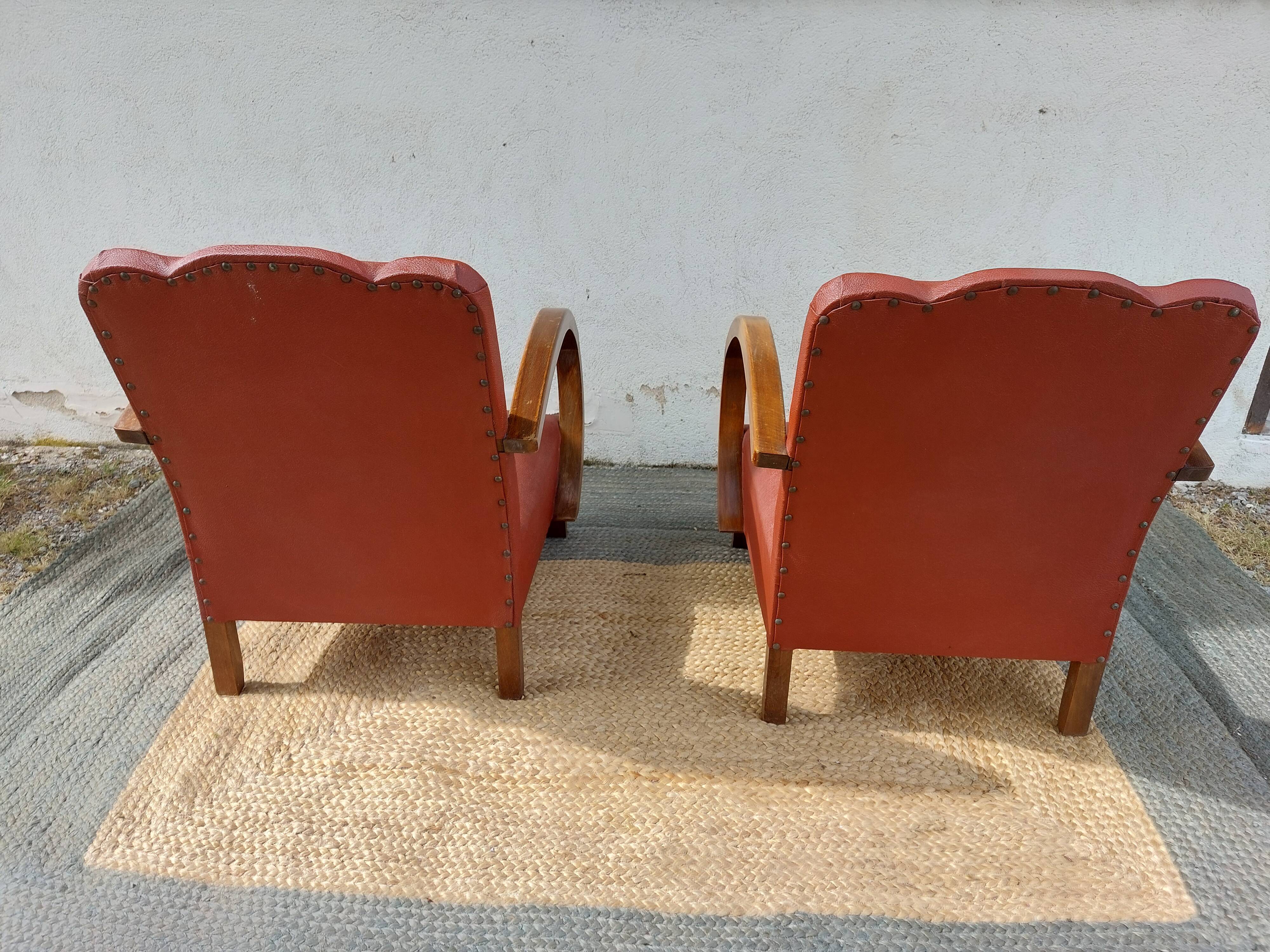 paire de fauteuils art déco, terracotta