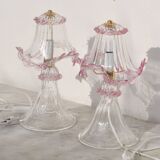 Set of 2 of Pink table lamps in Murano glass