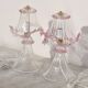 Ensemble de 2 lampes de table roses en verre de Murano.