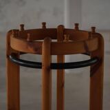 Modern Danish, brutalist round coat rack in solid pine, cylindrical shape, 1970s.