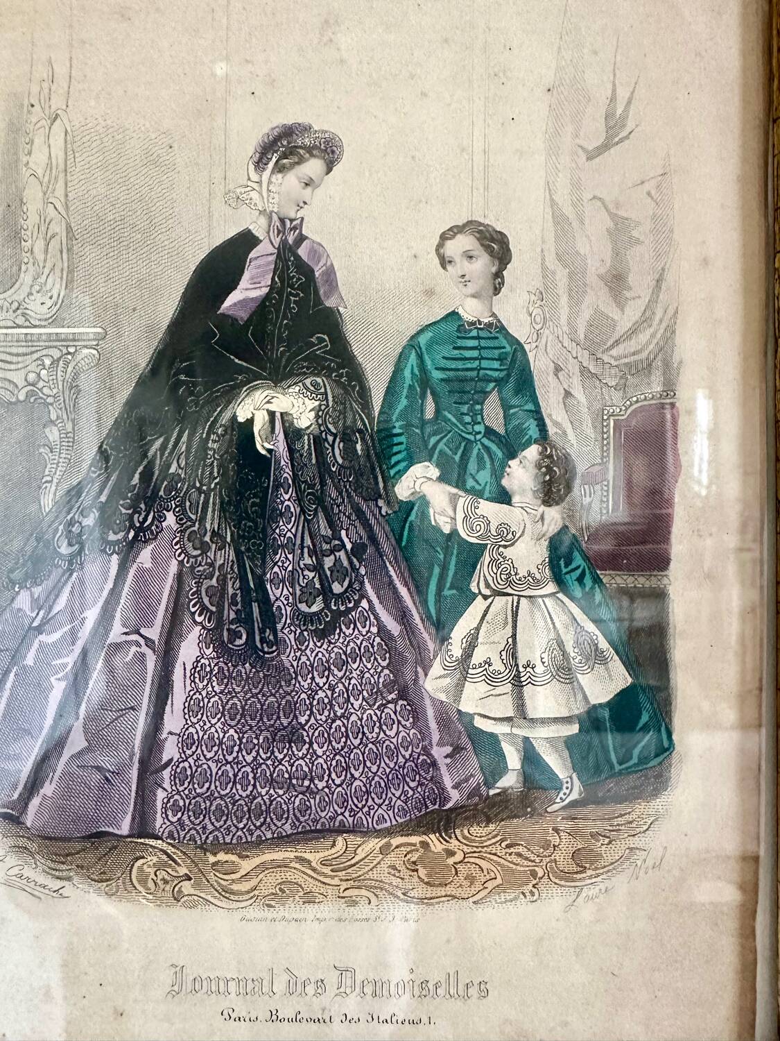 Ancienne, gravure de mode encadrée