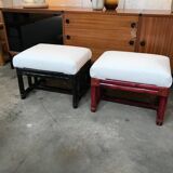 Maugrion rattan poufs for Roche Bobois vintage 70s