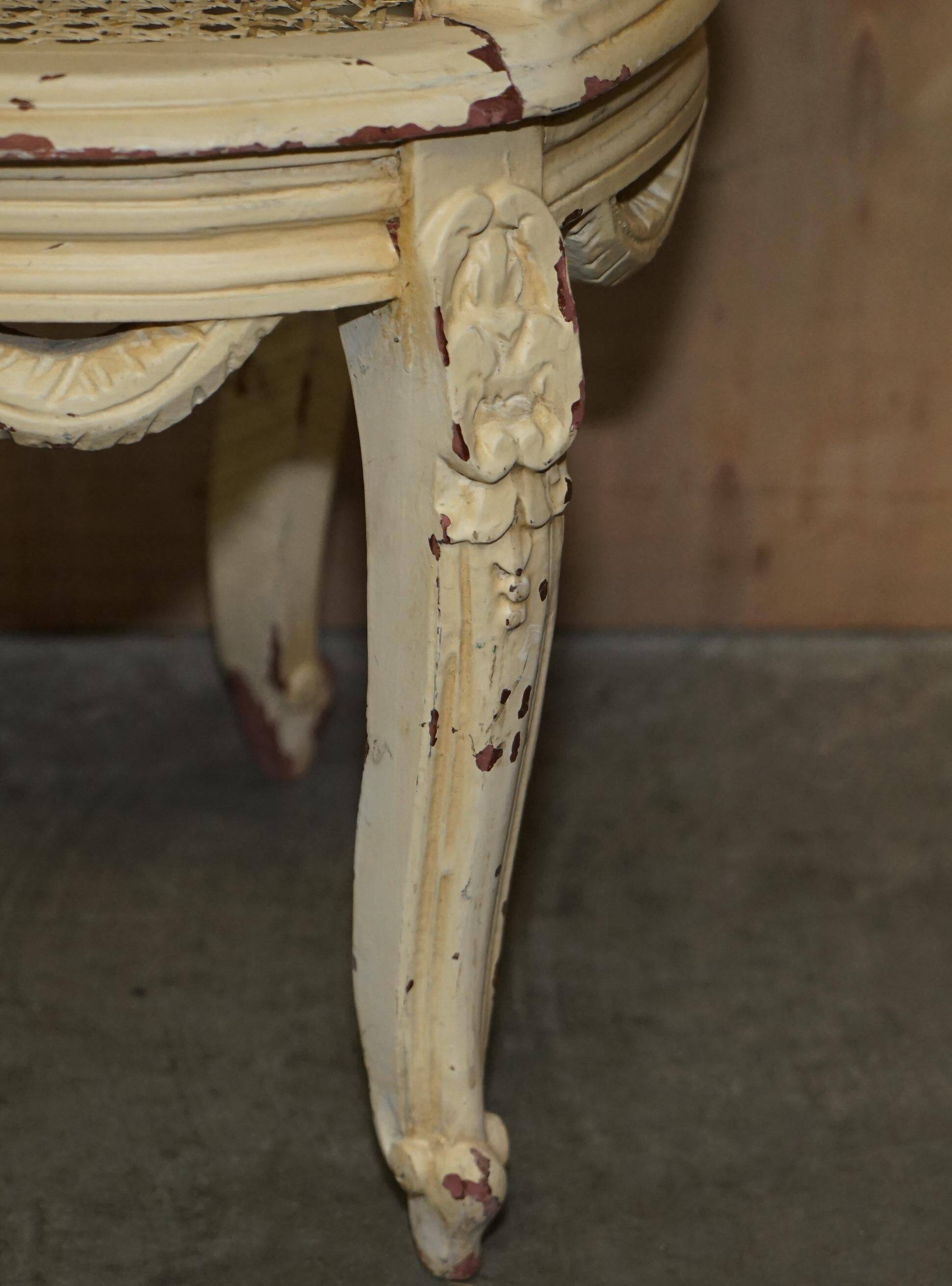 Antique French bergère window bench shabby chic