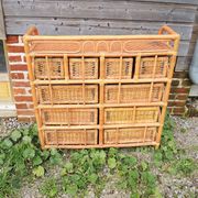 Ancienne Commode en Rotin / Osier Clair 10 Tiroirs