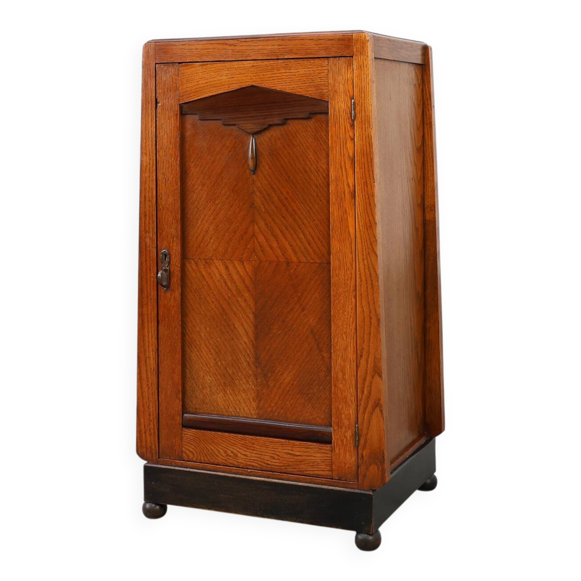 Amsterdamse school wooden cabinet or nightstand, The Netherlands ca. 1915