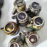 Tasses et soucoupes Morvan en céramique émaillée polychrome