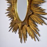 Miroir soleil et épis en bois dorée début XXème 99cm