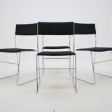1970s Set of Four Minimalist Chrome Plated Dining Chairs, Czechoslovakia