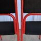 Set of 4 1970s Red & Black Metal Chair: Space Age Stackable Dining Chair