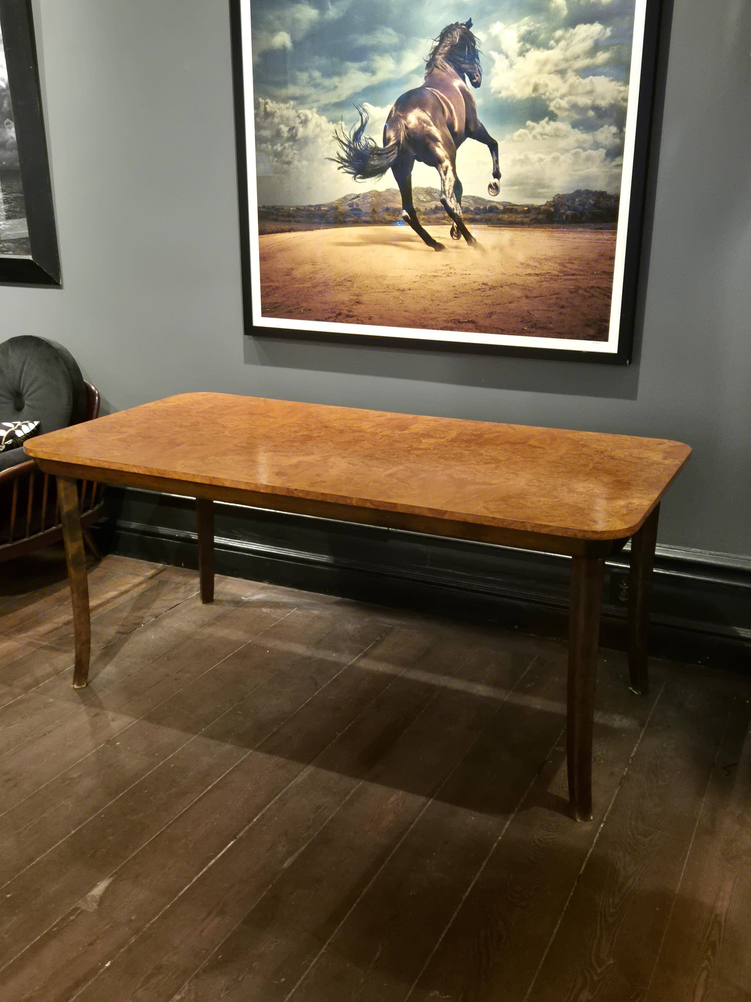 Dining table in burl and beech by Axel Einar Hjorth, NK 1938, Swedish Modern.