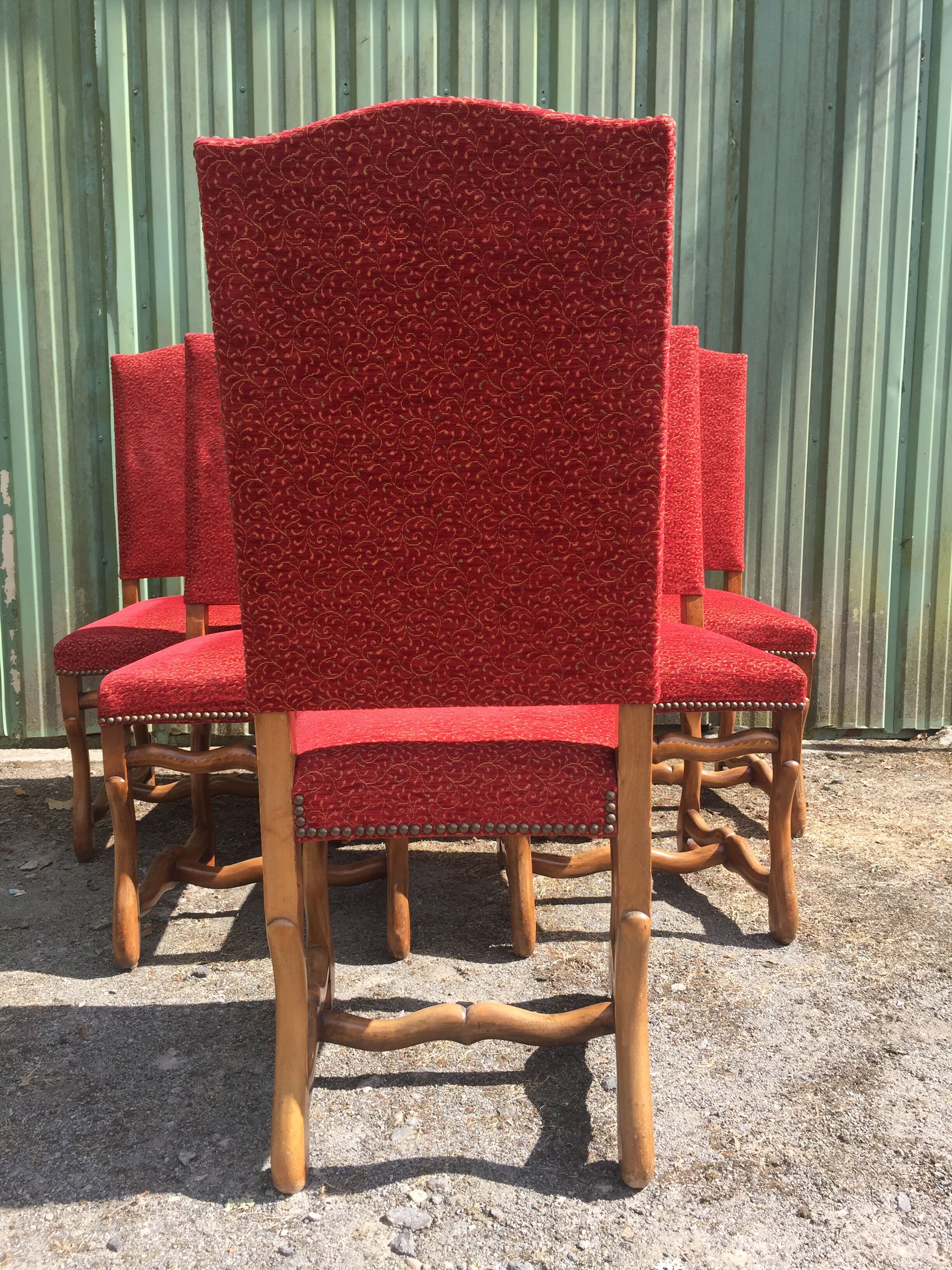 Vintage Louis XIII style chairs sheep bones in beech and velvet.